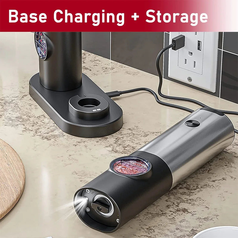 Moedor de sal e pimenta elétrico - com aspereza ajustável  *USB*