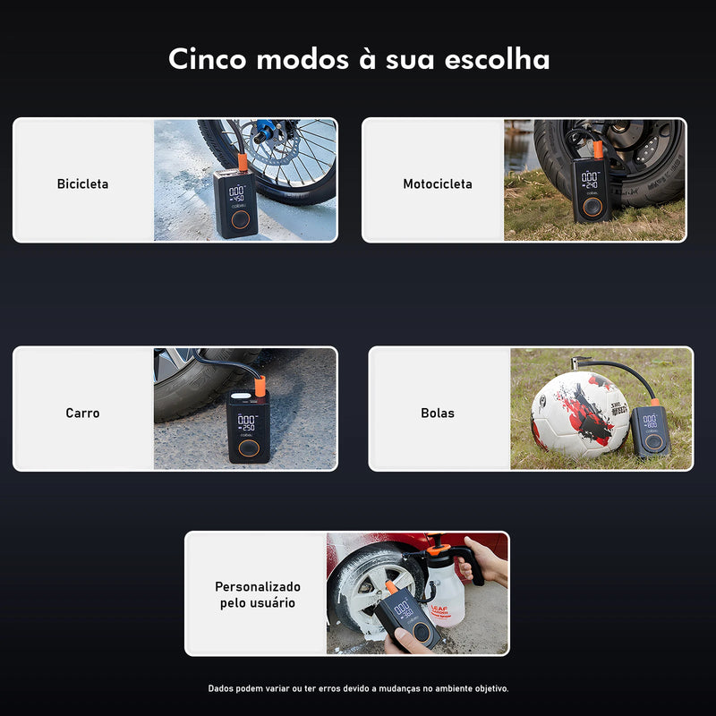 Bomba de ar portátil - carro/bicicleta/motocicleta - LED - Powerbank