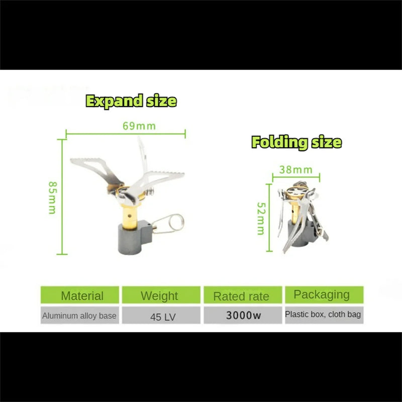Mini fogão dobrável portátil para acampamento