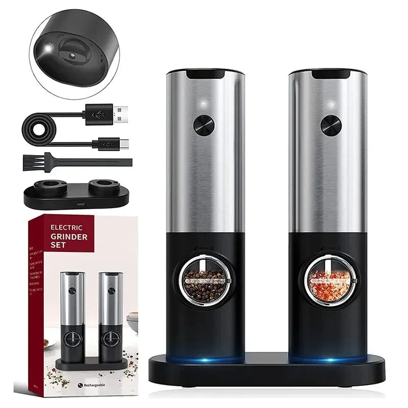 Moedor de sal e pimenta elétrico - com aspereza ajustável  *USB*