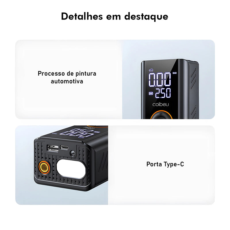 Bomba de ar portátil - carro/bicicleta/motocicleta - LED - Powerbank