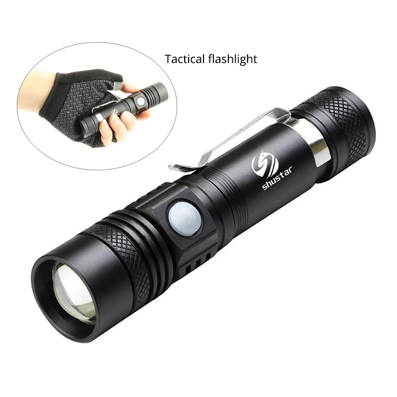Lanterna Tática T6 Recarregável com Zoom