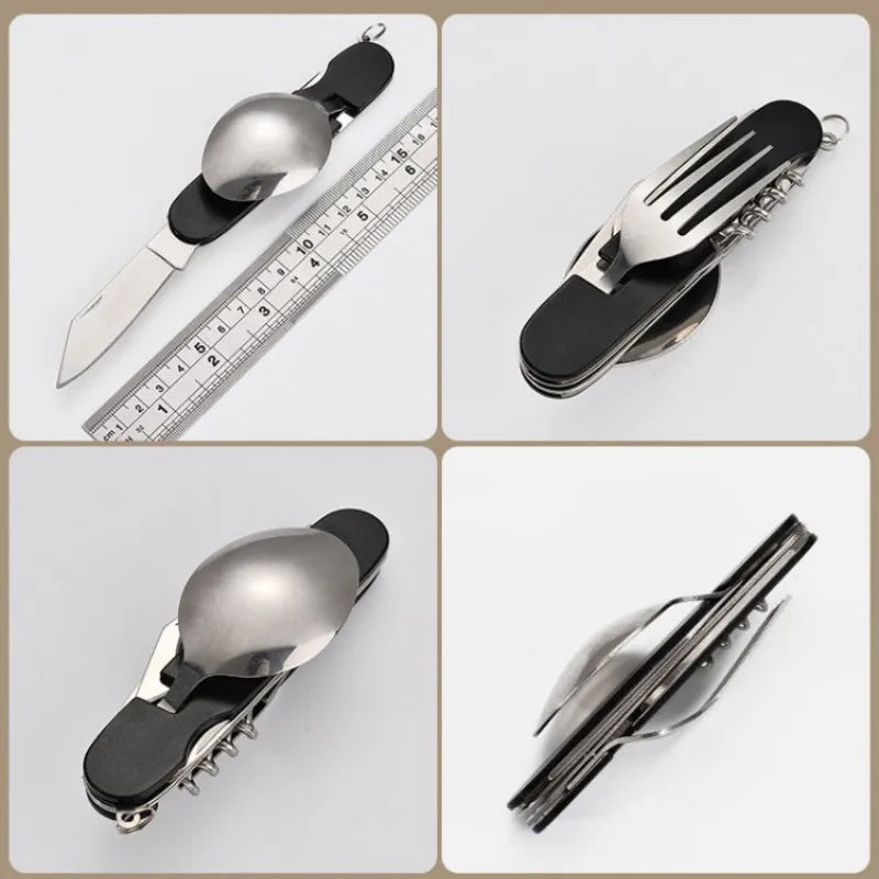 Conjunto de talheres de bolso 4x1 * aço inoxidável