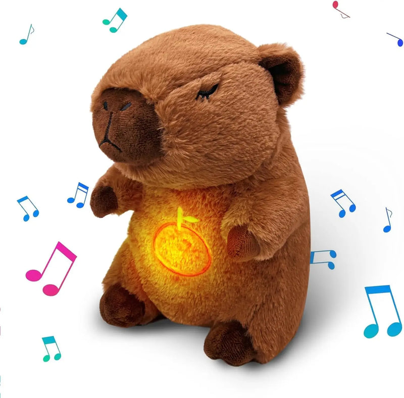 Capivara de pelúcia com som e luz, recheado com abraço!