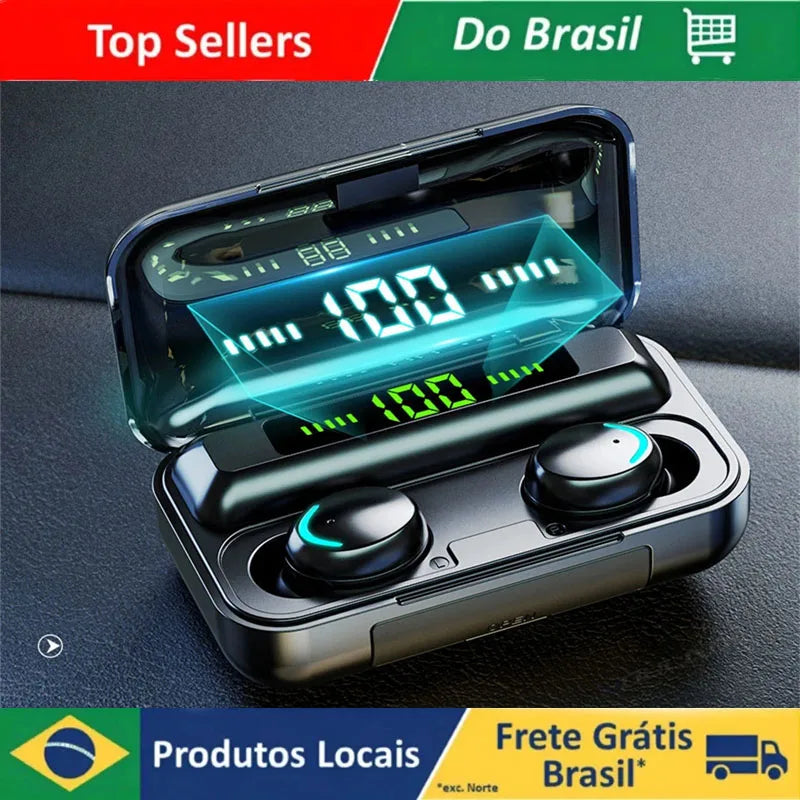 Fones de ouvido * Bluetooth sem fio * display LED