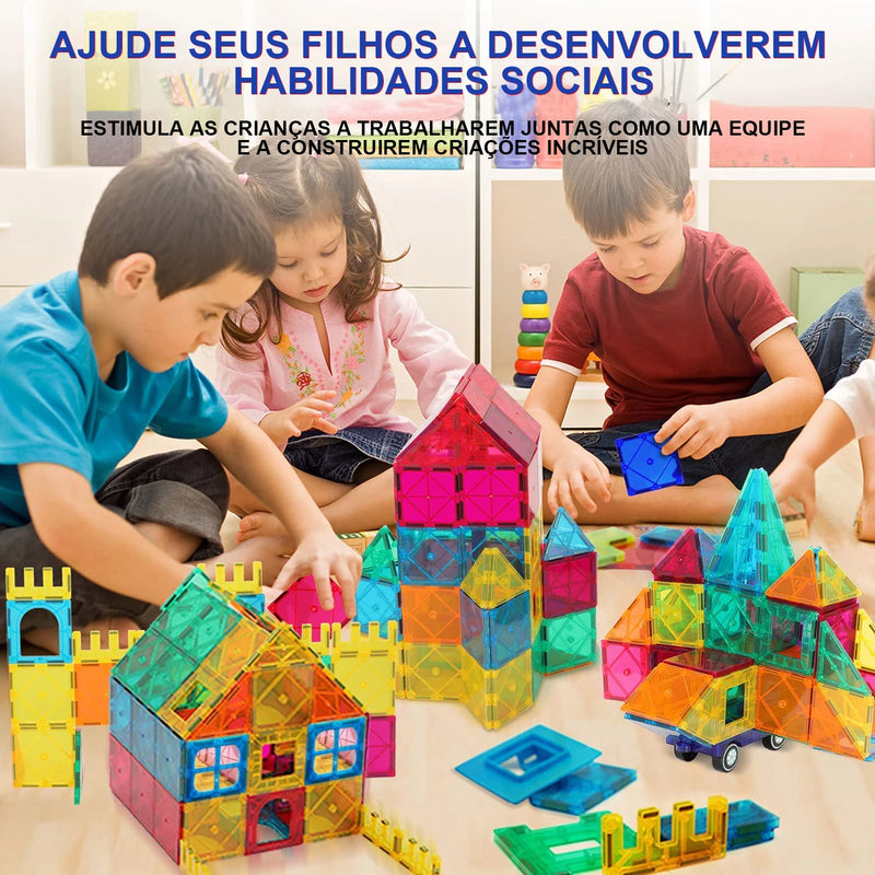 Blocos imantados * 130pçs * brinquedo educacional de construção