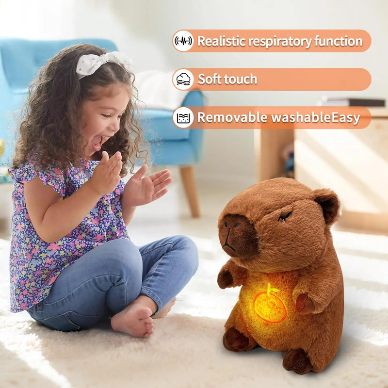 Capivara de pelúcia com som e luz, recheado com abraço!