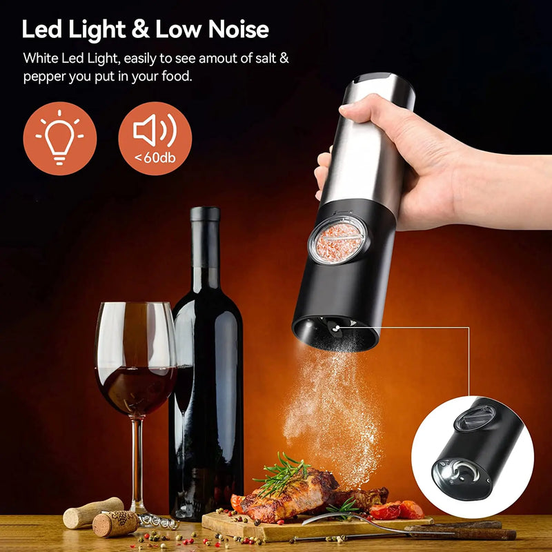 Moedor de sal e pimenta elétrico - com aspereza ajustável  *USB*